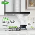 Stainless steel wall-mounted range hood with LED lights