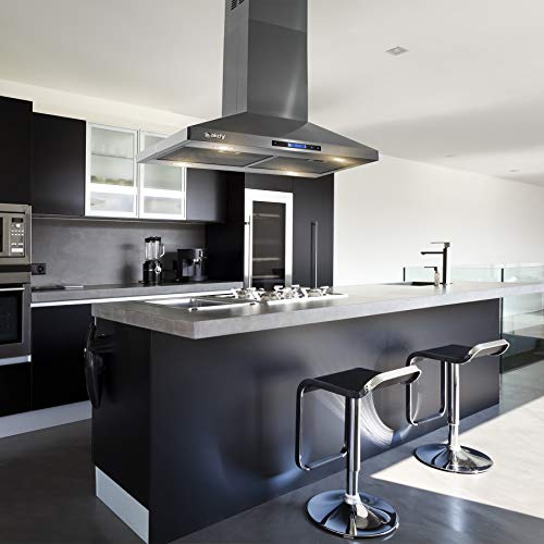 Black Stainless Steel Island Range Hood – 30in