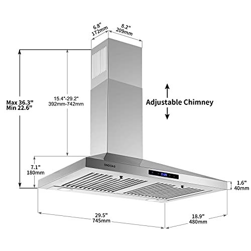 30" Stainless Steel Range Hood with Touch Control