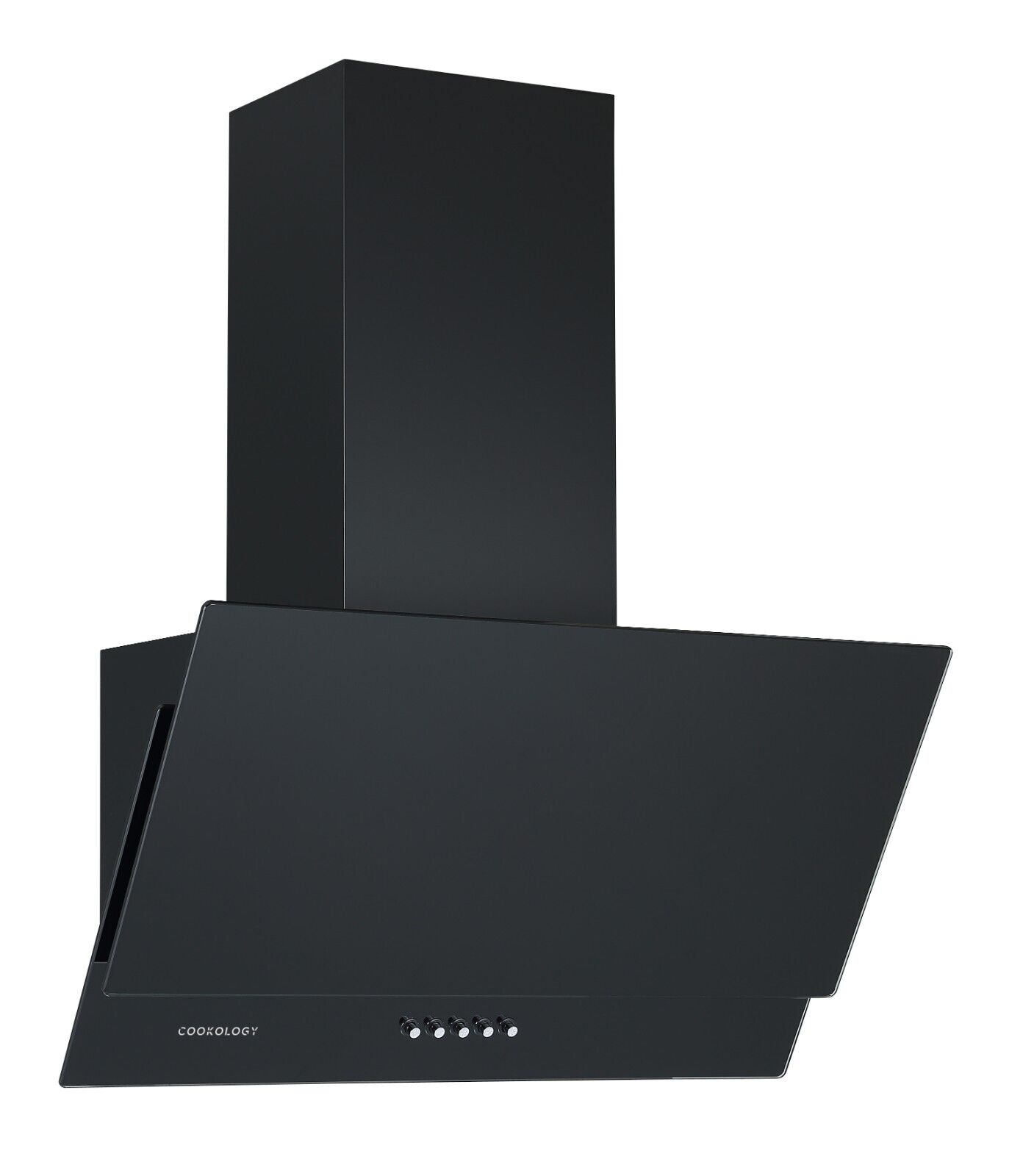 Black angled extractor fan for cookers