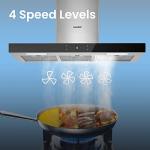 Stainless steel wall-mounted range hood with LED lights