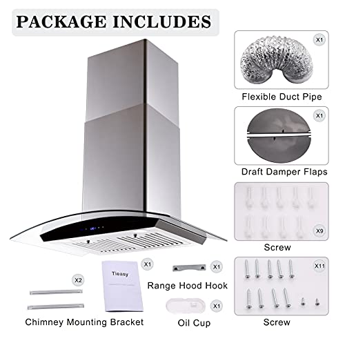 30" Wall Mount Range Hood with LED Lights