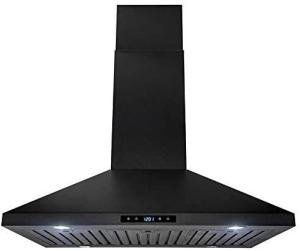 AKDY 36" Island Mount Black Stainless Range Hood