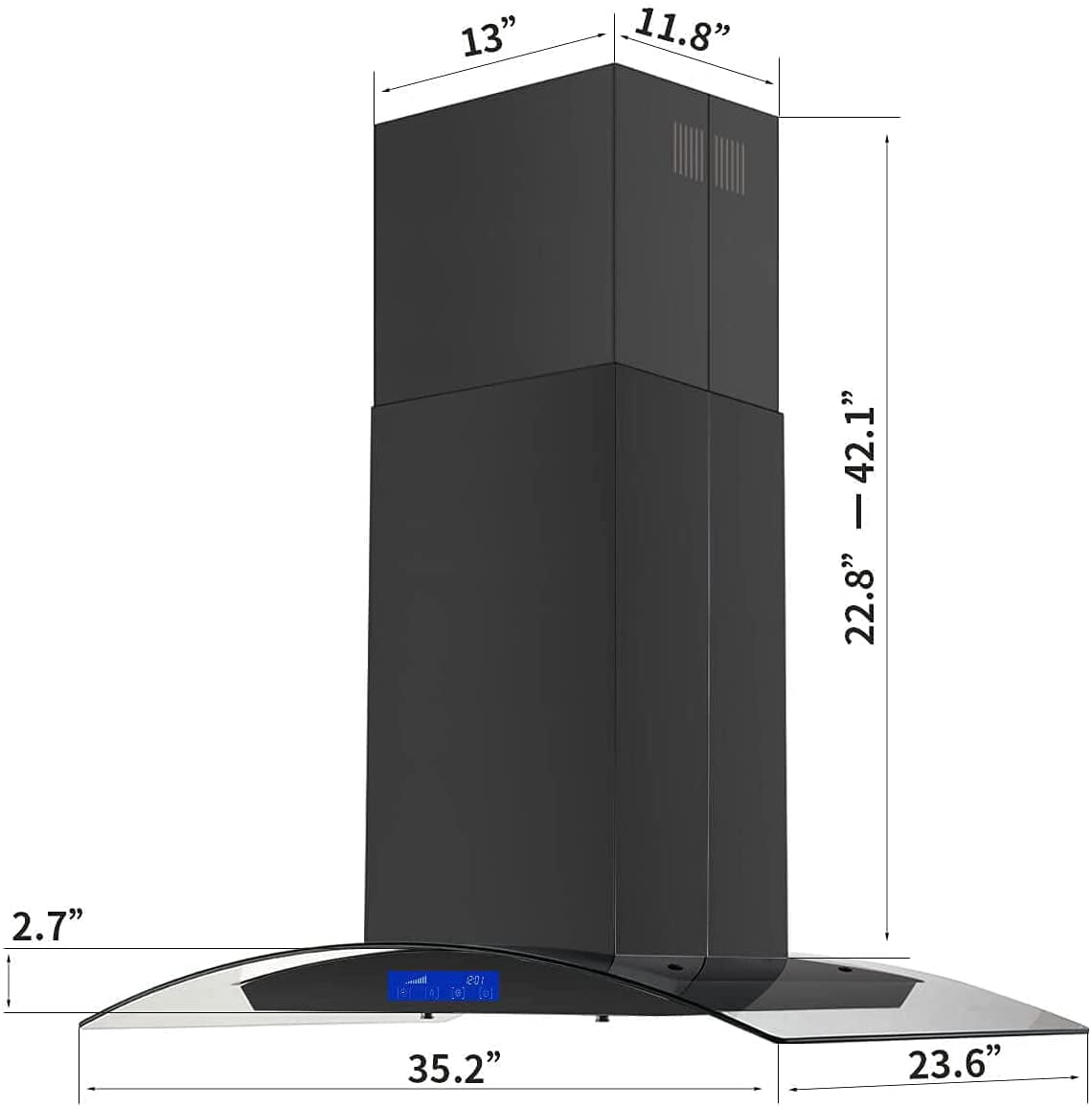 36" Island Mount Range Hood - 900 CFM