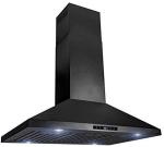 AKDY 36" Island Mount Black Stainless Range Hood