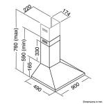 90cm Black Pyramid Style Cooker Extractor Hood