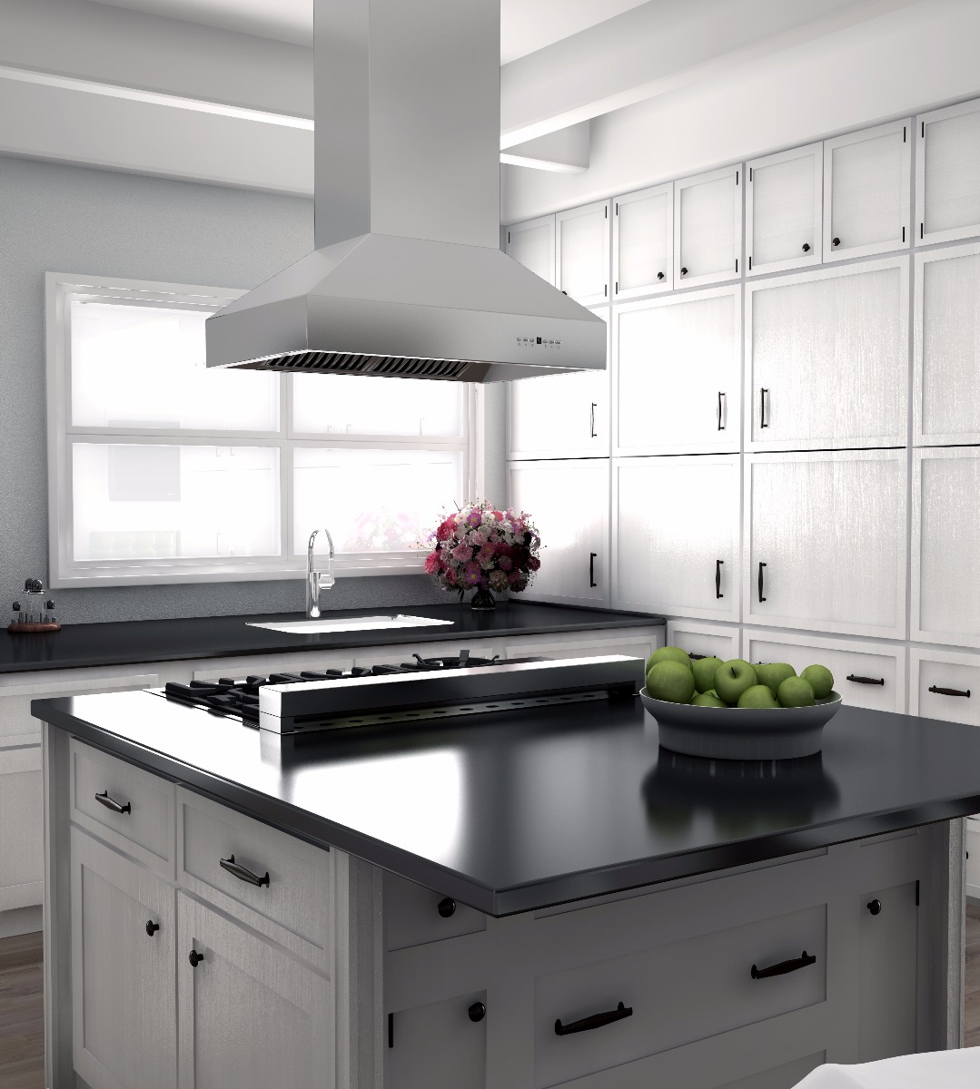 Stainless Steel 48" Island Mount Range Hood