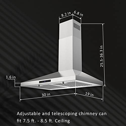 30" Stainless Steel Range Hood with 500CFM