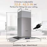 36" Island Range Hood with LED Lights & Filters