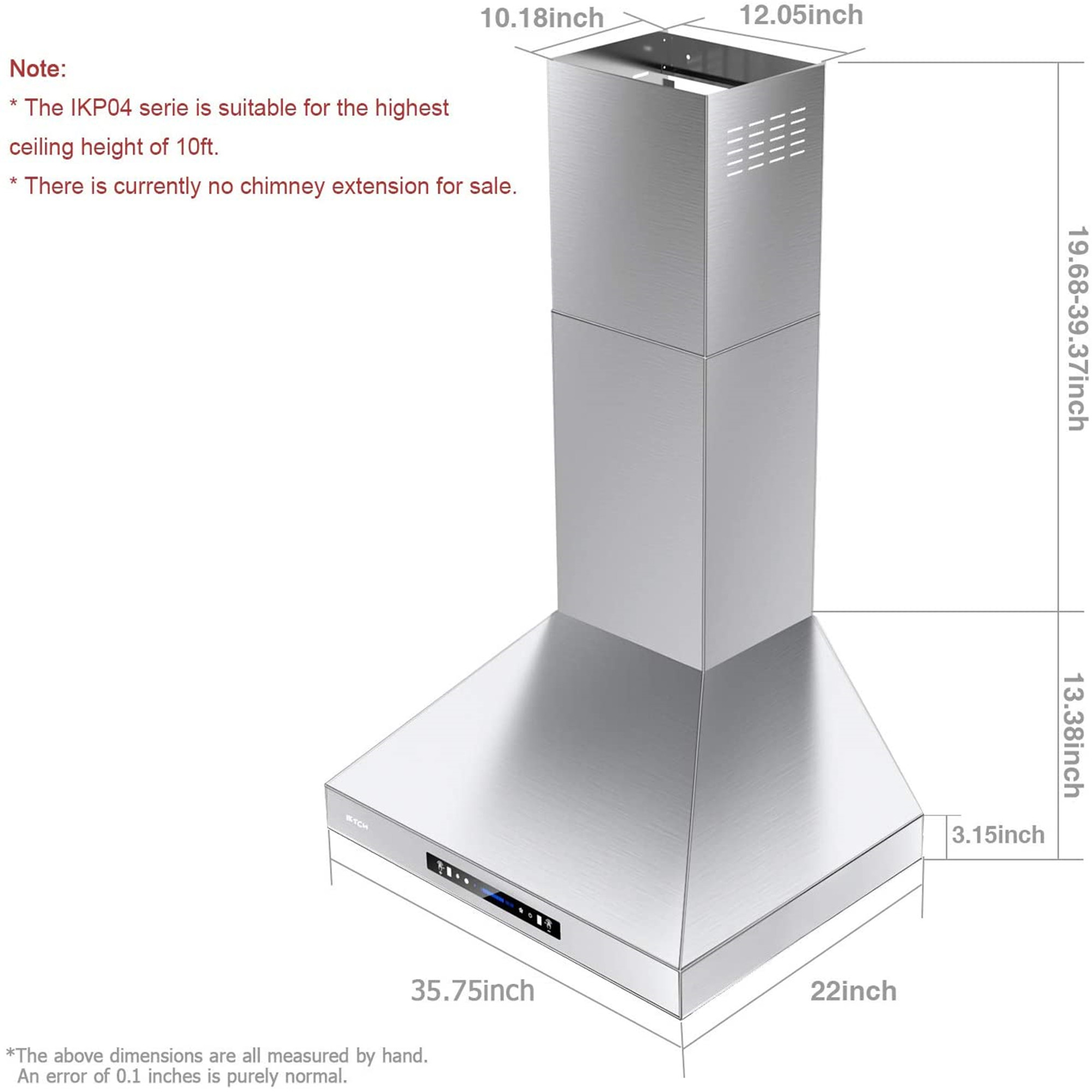 36" Stainless Steel Wall Mount Range Hood