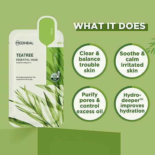 MediHeal Tea Tree Essential Facial Masks - Pack of 10