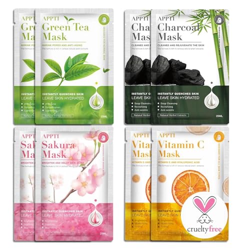 8-Pack Natural Plant Extract Sheet Masks for All Skin