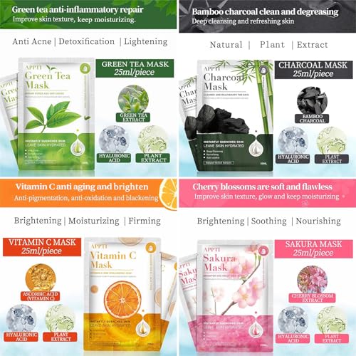 8-Pack Natural Plant Extract Sheet Masks for All Skin