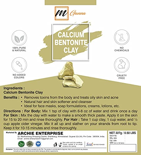 Natural Calcium Bentonite Clay for Mud Masks, Skincare