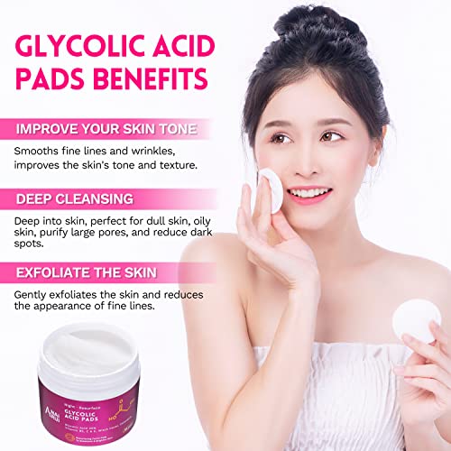 ANAIRUI Glycolic Acid Pads, Resurfacing AHA Facial Pads