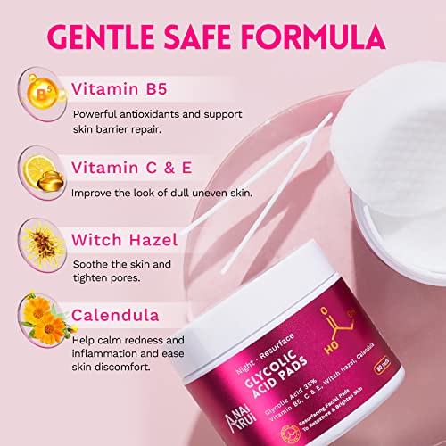ANAIRUI Glycolic Acid Pads, Resurfacing AHA Facial Pads