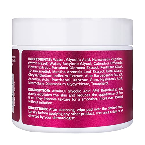 ANAIRUI Glycolic Acid Pads, Resurfacing AHA Facial Pads