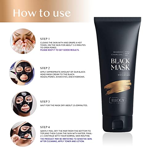 Ellocy Charcoal Peel-Off Mud Mask with Brush