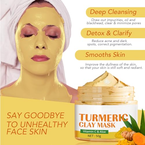 Turmeric Clay Mask with Vitamin C & Aloe - Organic Mud Mask