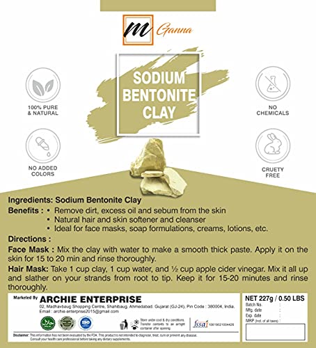 100% Natural Sodium Bentonite Clay for Mud Masks