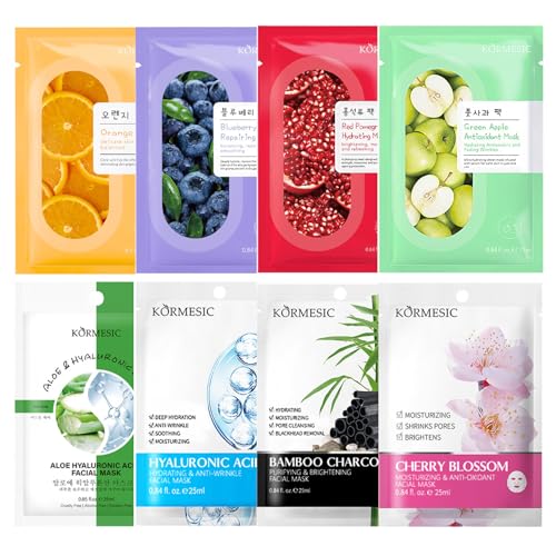 Hyaluronic Acid & Plant Extract Face Masks - 8 Pack