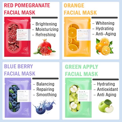 Hyaluronic Acid & Plant Extract Face Masks - 8 Pack