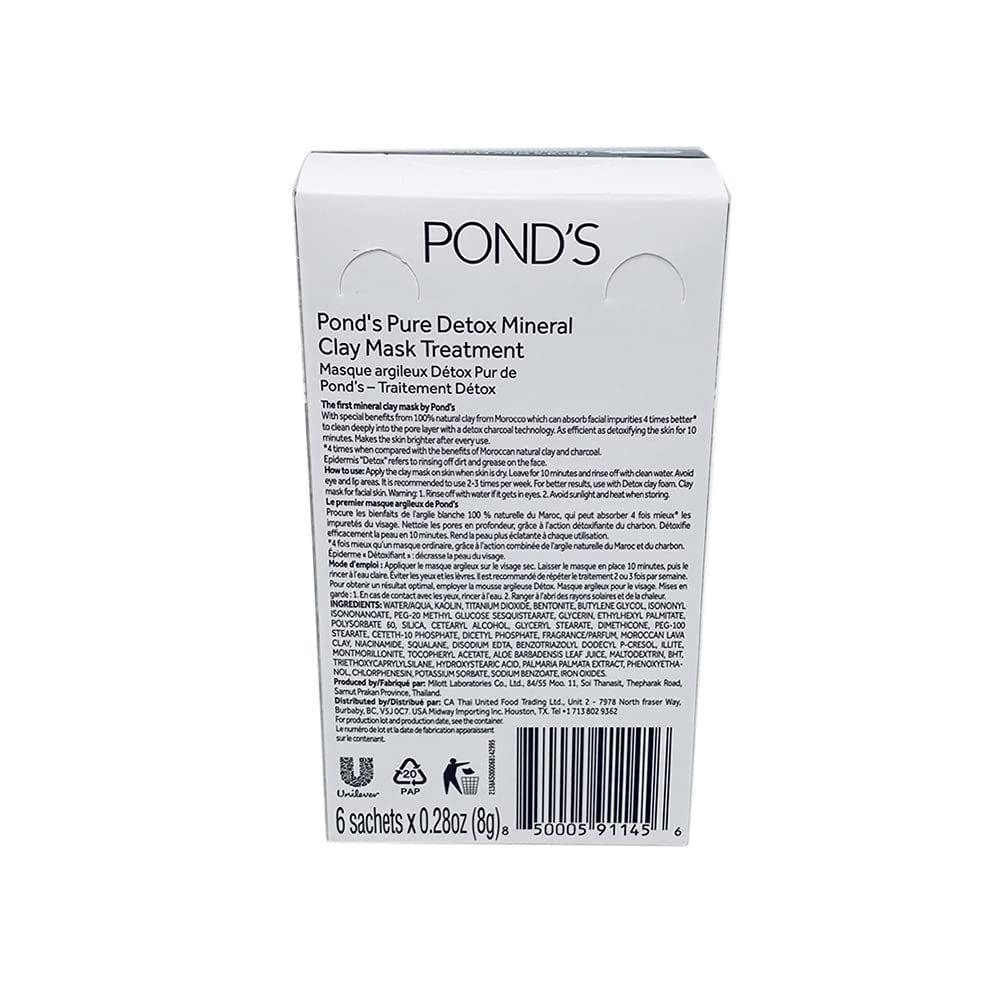 Pond's Pure Detox Mineral Clay Mask - 6 Sachets