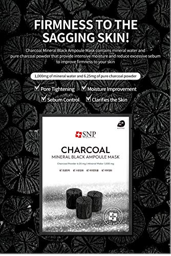 SNP Charcoal Black Ampoule Tightening Sheet Mask - 10pk