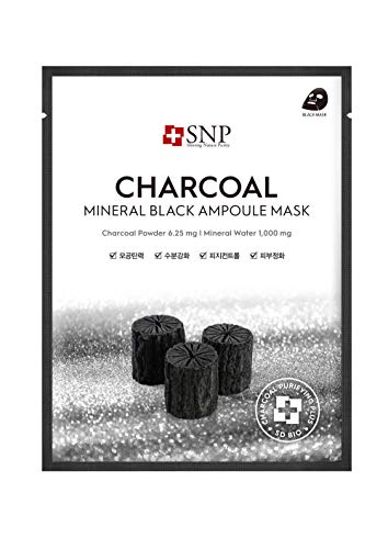 SNP Charcoal Black Ampoule Tightening Sheet Mask - 10pk