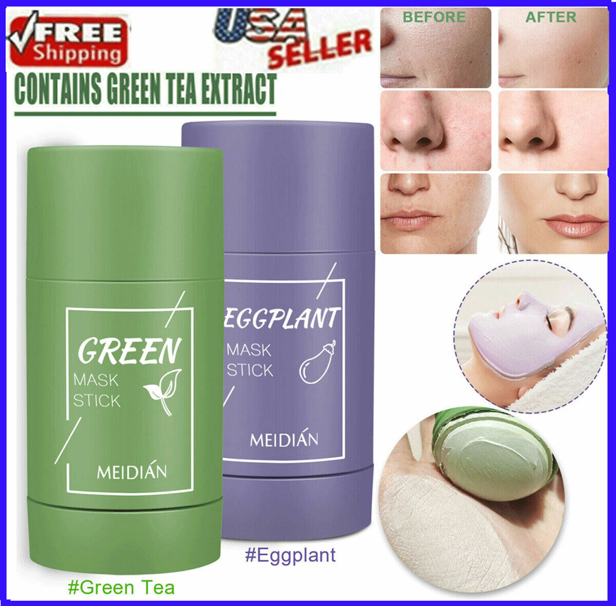Green Tea Clay Mask Stick - Purifying & Cleansing