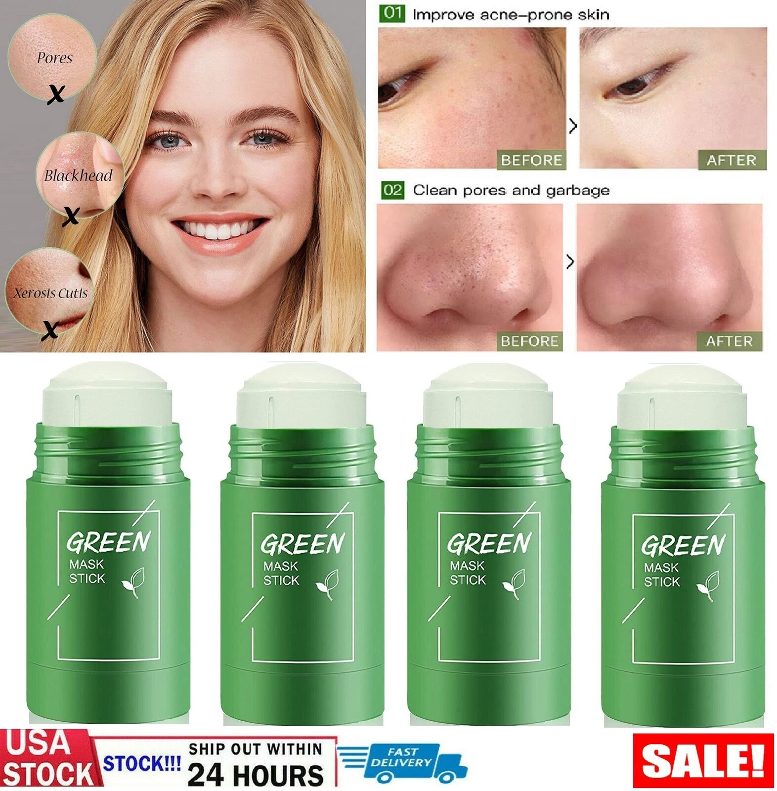 Green Tea Clay Stick Mask for Deep Cleaning