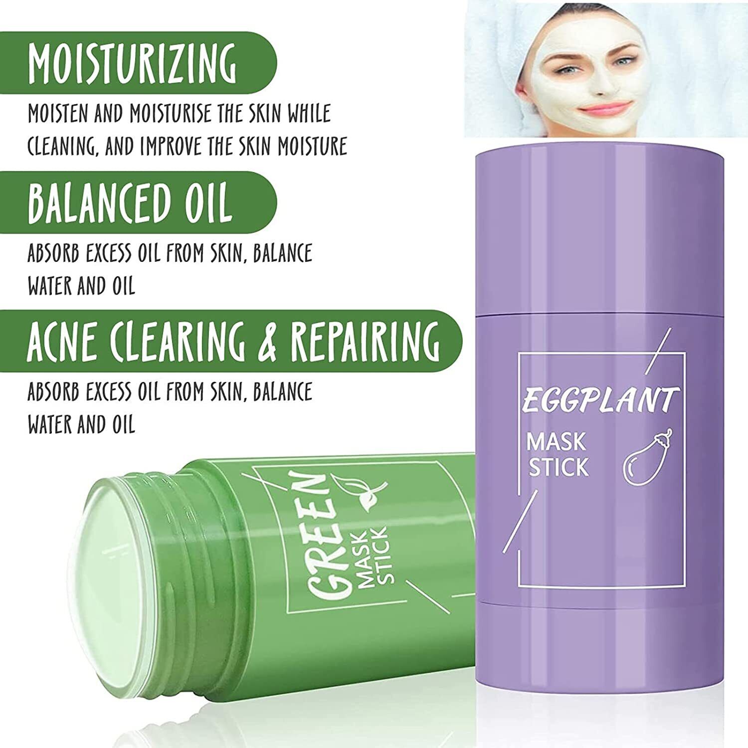 Green Tea/Eggplant Clay Stick Mask - Deep Cleansing