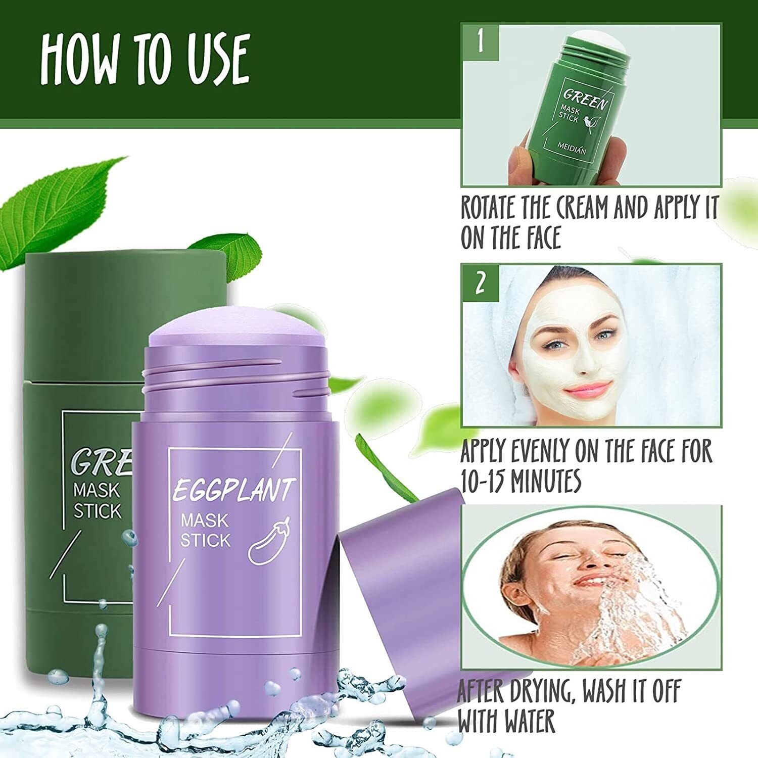 Green Tea/Eggplant Clay Stick Mask - Deep Cleansing