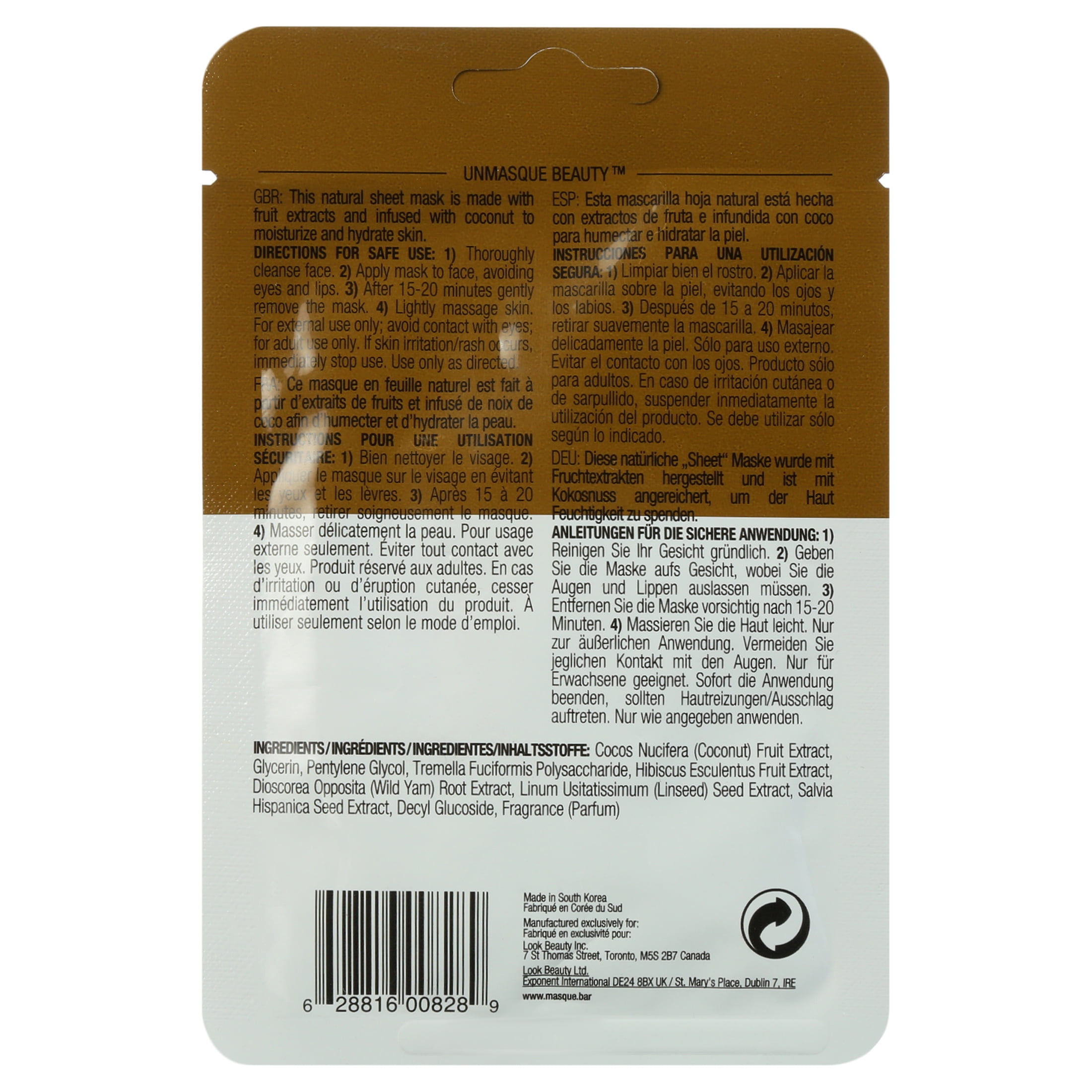 Coconut Sheet Mask - Natural & Vegan