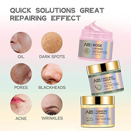 Triple Mud Mask Set: Turmeric, Rose, Avocado