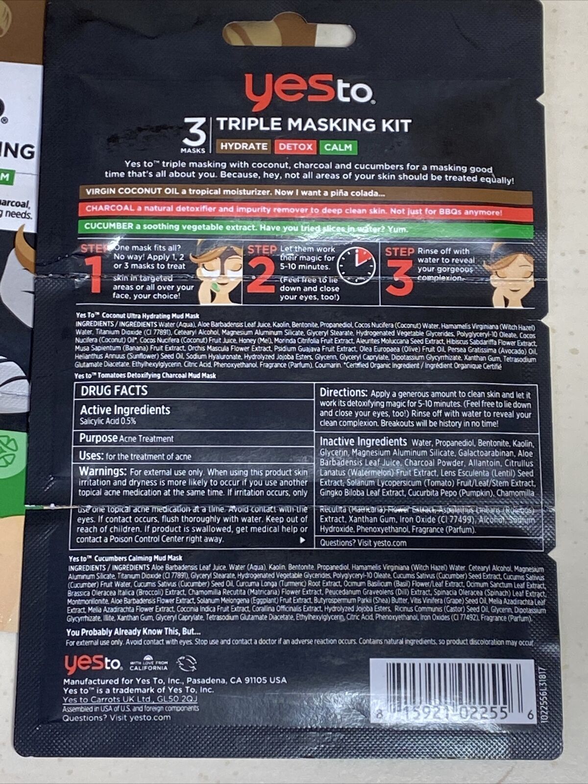 2-Pack Triple Mud Masking Kit with Cucumber, Coconut, Tomatoes