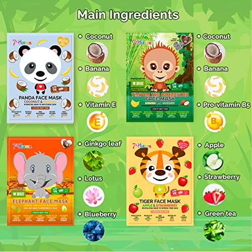 Kids' Jungle Animals Sheet Mask Pack