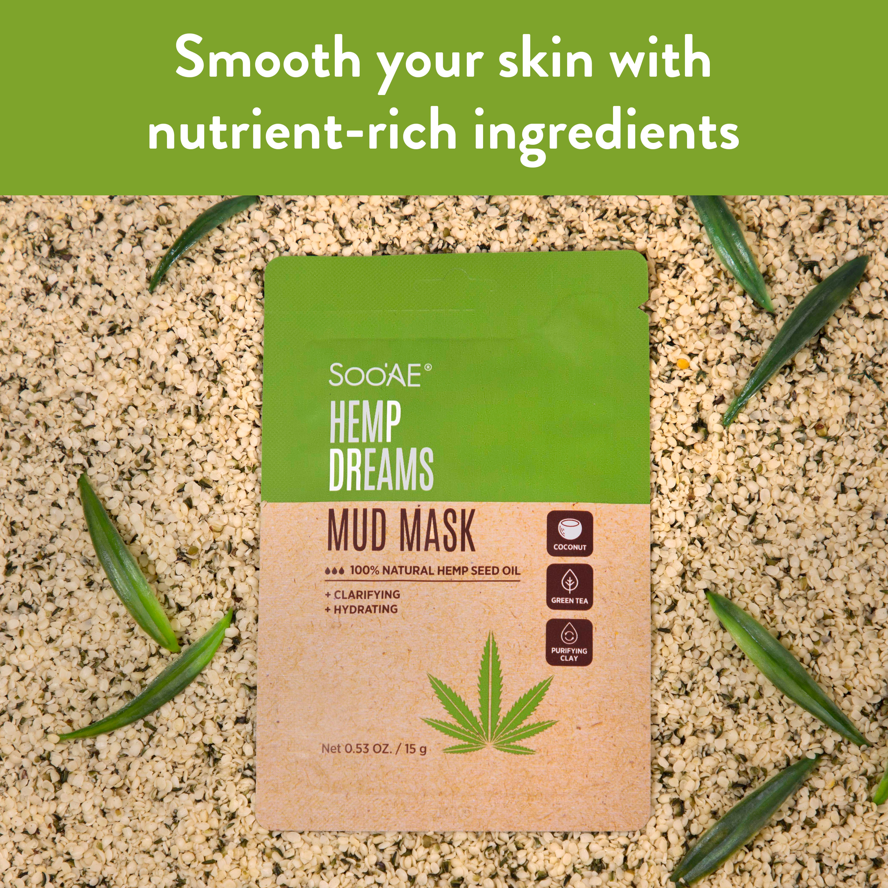 Soo'AE Hemp Dreams Mud Mask, Clarifies + Hydrates, 0.53 oz