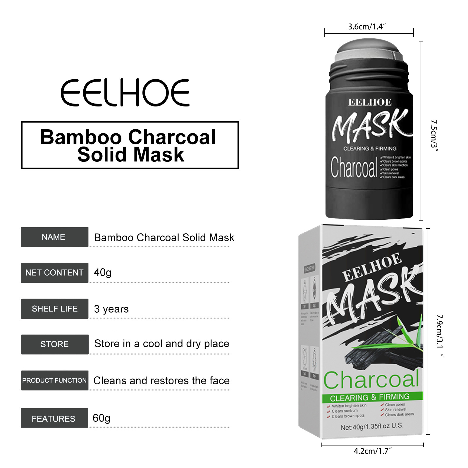 Bamboo Charcoal Hydrating Mud Mask Stick