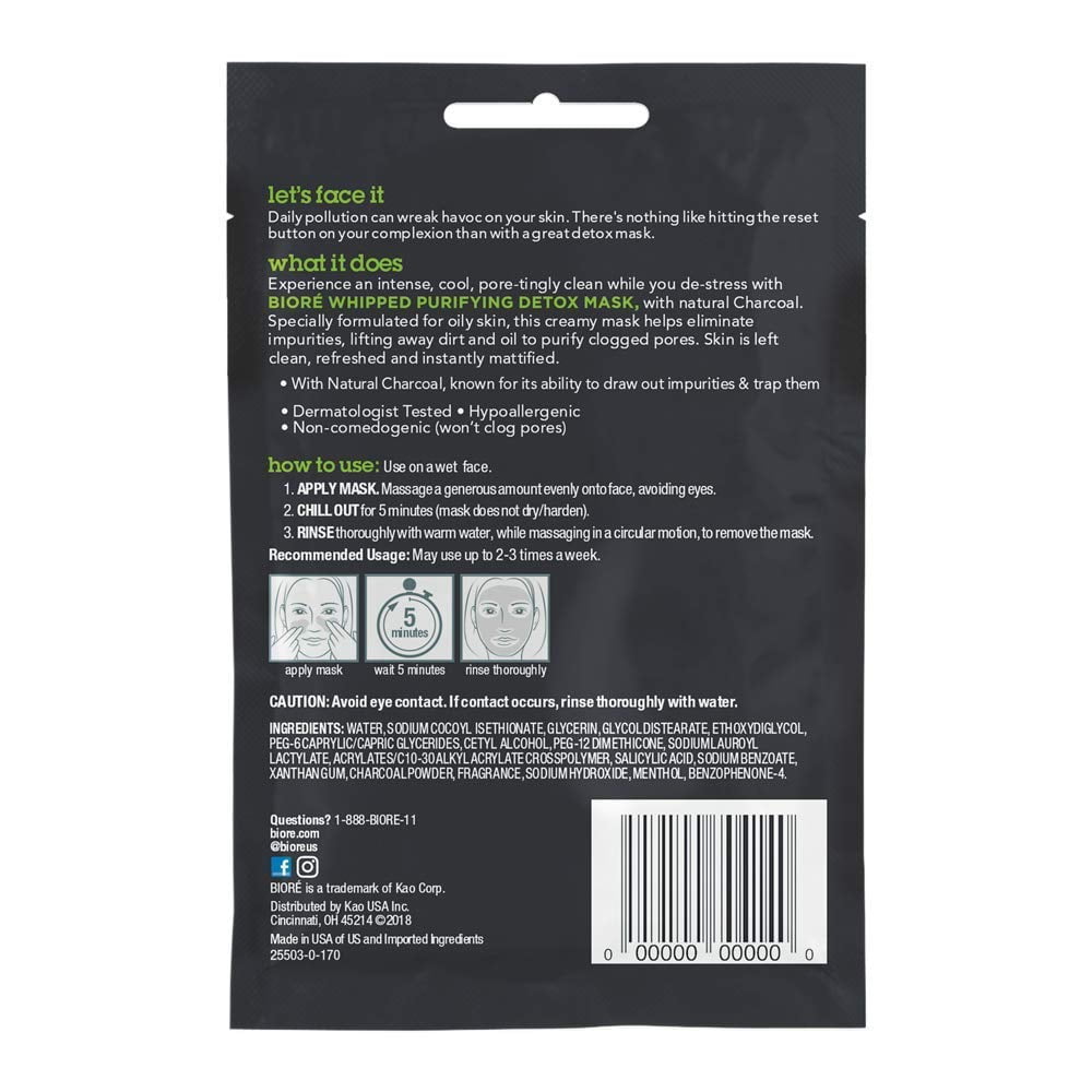 Biore Charcoal Purifying Mud Mask (Pack of 12)