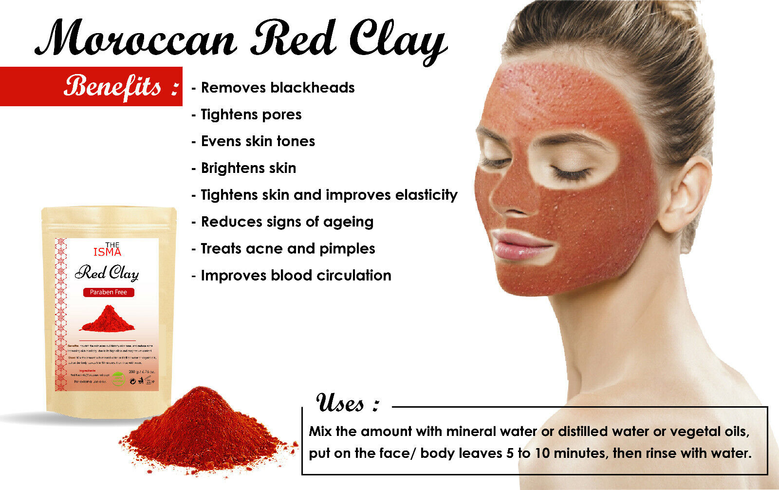 Moroccan Clay Powder Facial Masks - Natural Colors