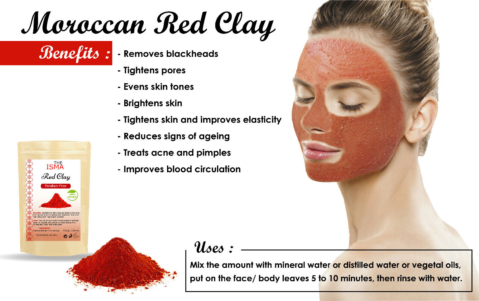 Moroccan Clay Powder Facial Masks - Natural Colors