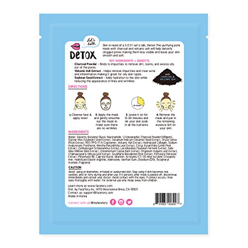 Detox Purifying Sheet Mask with Charcoal and Volcanic Ash