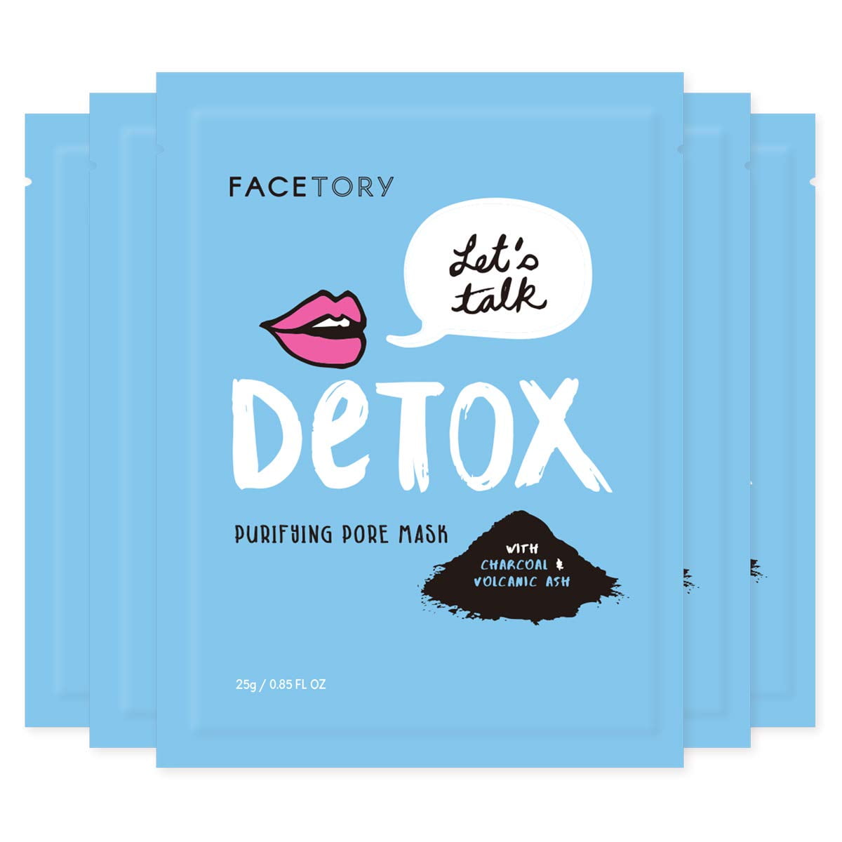 Charcoal purifying sheet mask - 5 pack
