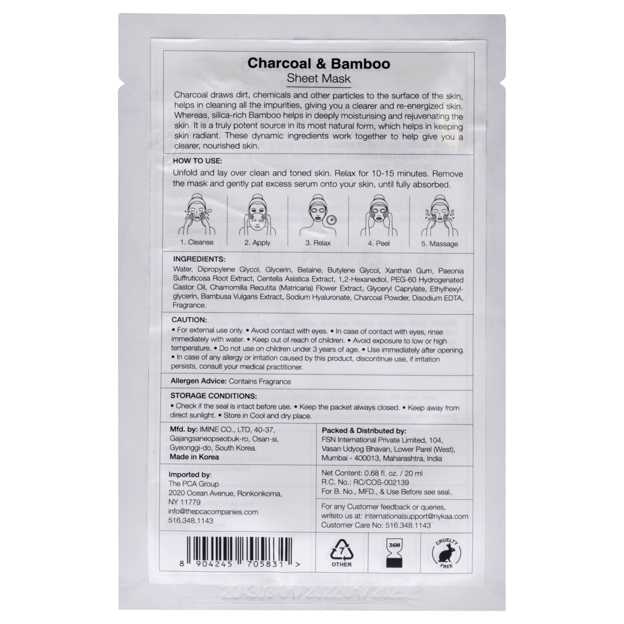 Charcoal + Bamboo Sheet Mask for Nourished Skin