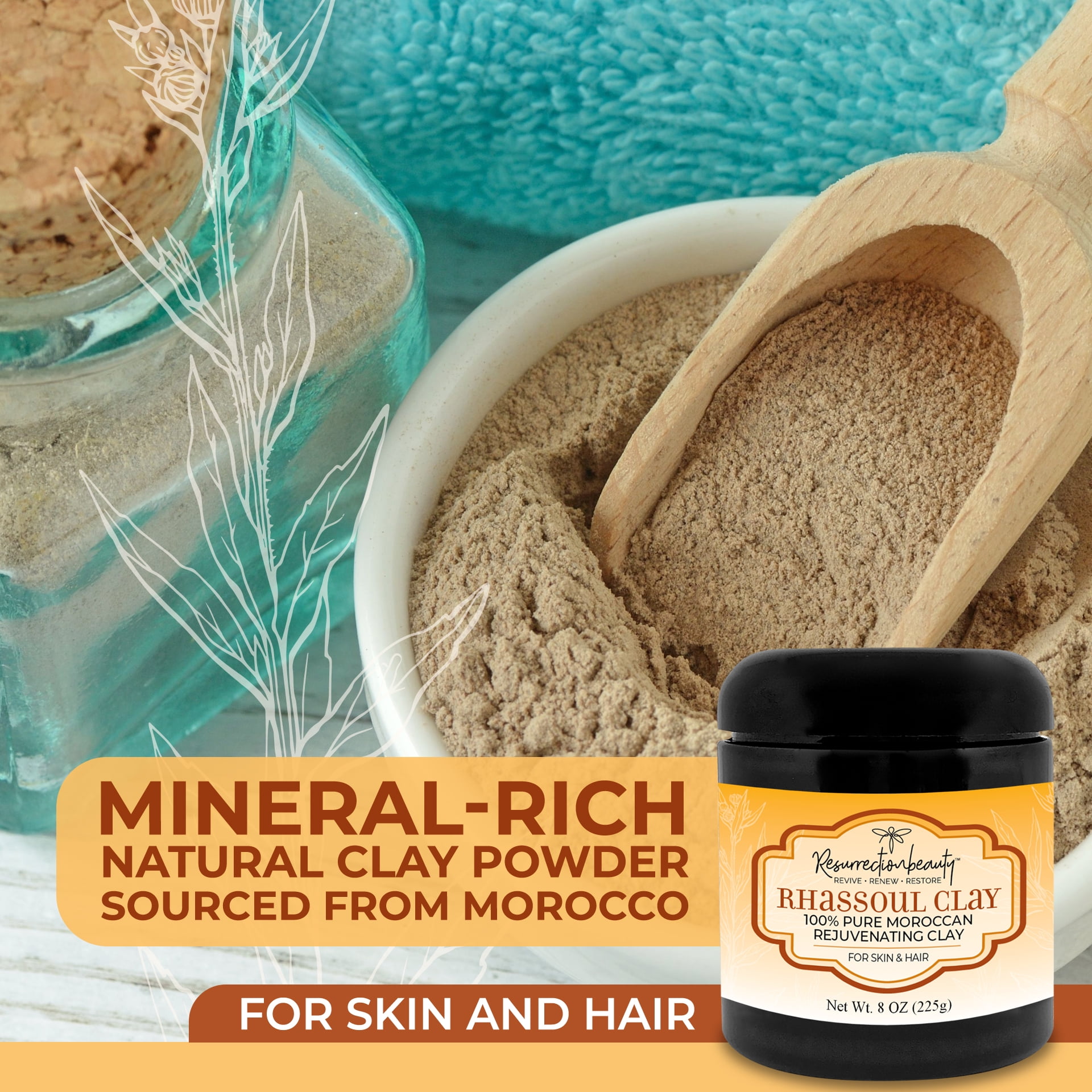 Moroccan Rhassoul Clay Mask, 8oz