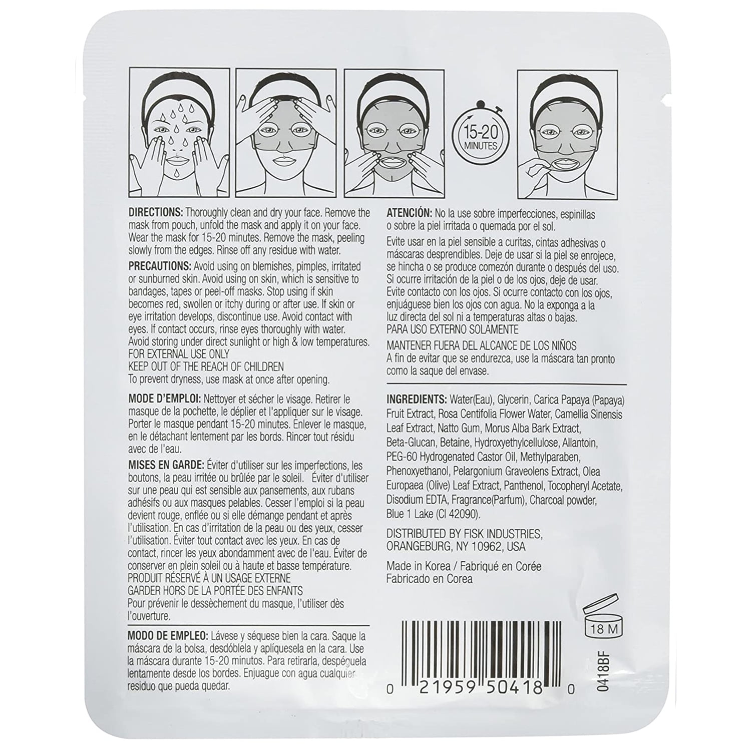 Daggett & Ramsdell Purifying Charcoal Sheet Mask, 1/EA