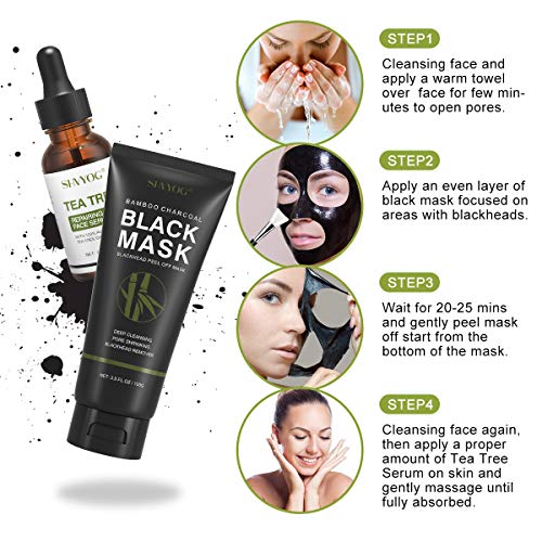 SHVYOG 3-in-1 Charcoal Mud Mask with Brush & Serum