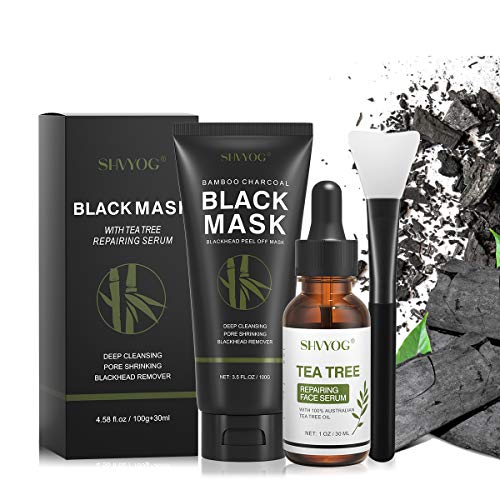 SHVYOG 3-in-1 Charcoal Mud Mask with Brush & Serum