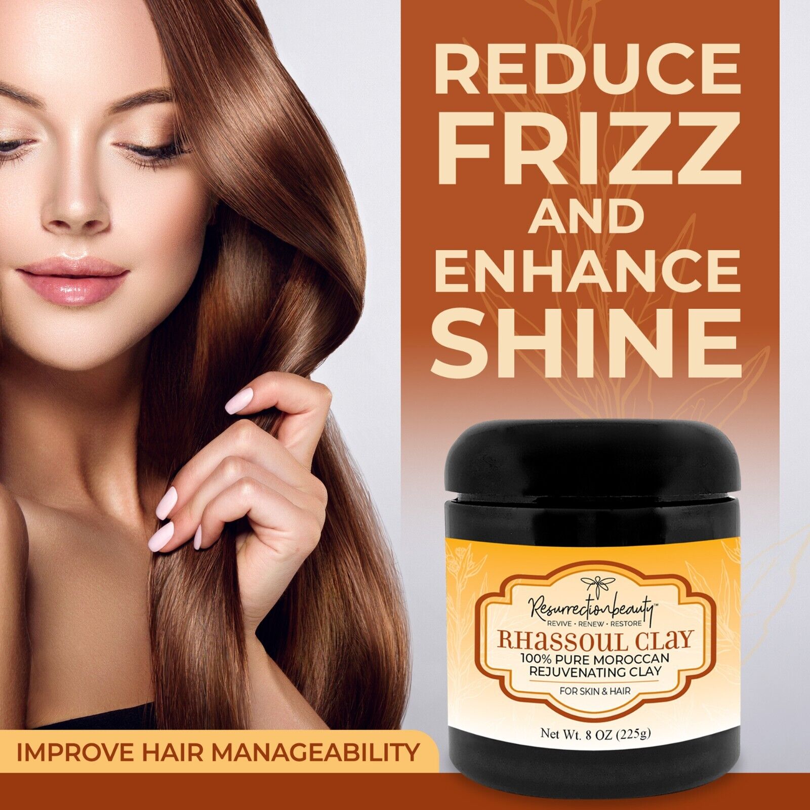 Moroccan Rhassoul Clay Hair & Face Mask 8oz